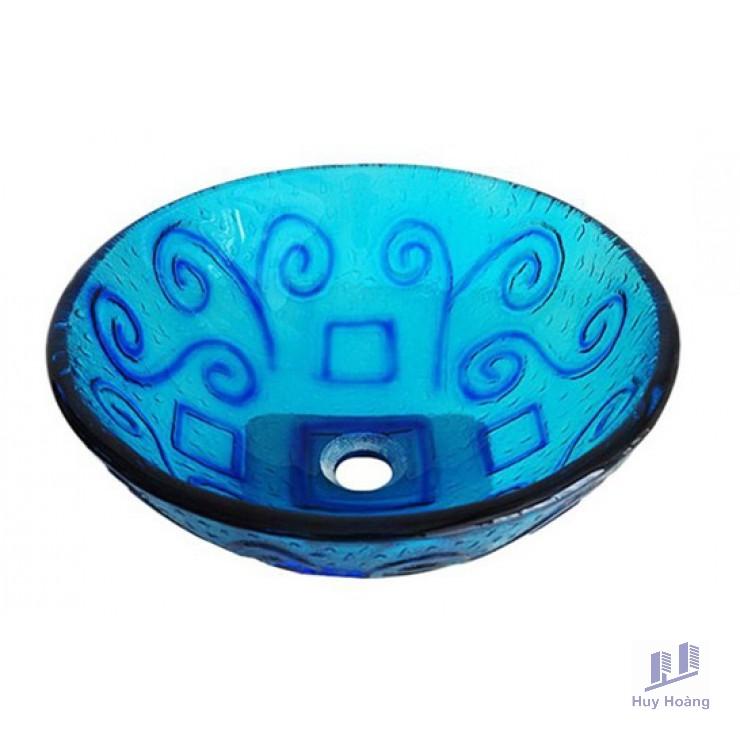 1-2263.jpg Chậu Rửa Mặt Lavabo Kanly Thủy Tinh Phối Màu Hoa Văn LK073 Đặt Bàn 400x150 mm - Ảnh 1