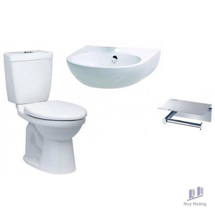 1-4499.jpg Combo Caesar A5 CT1325 + L2152 + ST804V Bồn Cầu 2 Khối Lavabo Treo Tường Móc GIấy - Ảnh 1