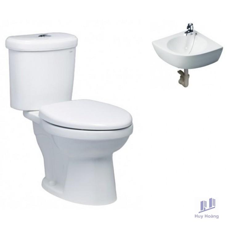 1-4503.jpg Combo Caesar C1 CT1338 + L2014 Bồn Cầu 2 Khối Và Lavabo Treo Tường Góc - Ảnh 1