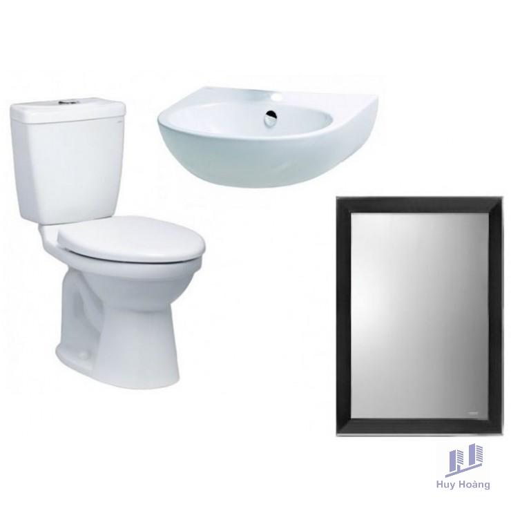 1-4550.jpg Combo Caesar A6 CT1325 + L2152 + M803 Bồn Cầu 2 Khối Lavabo Treo Tường Gương - Ảnh 1