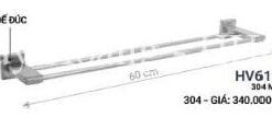 Máng khăn đôi HV610 Inox Hùng Vương