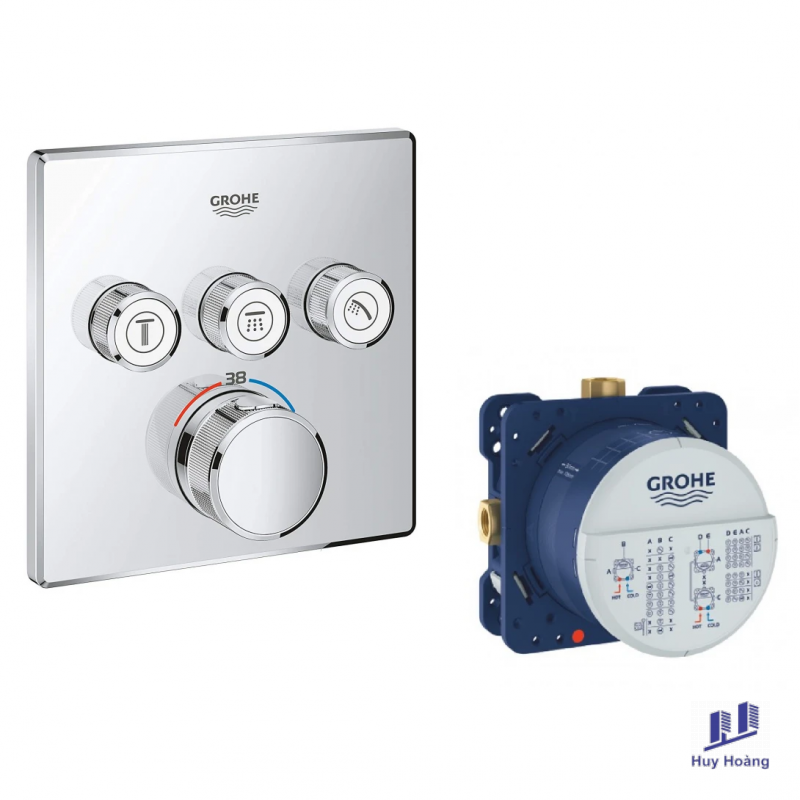 1-147.png Bộ Trộn Âm Ổn Nhiệt Grohe SmartControl 29126000 + 35600000 Gắn Tường - Ảnh 1