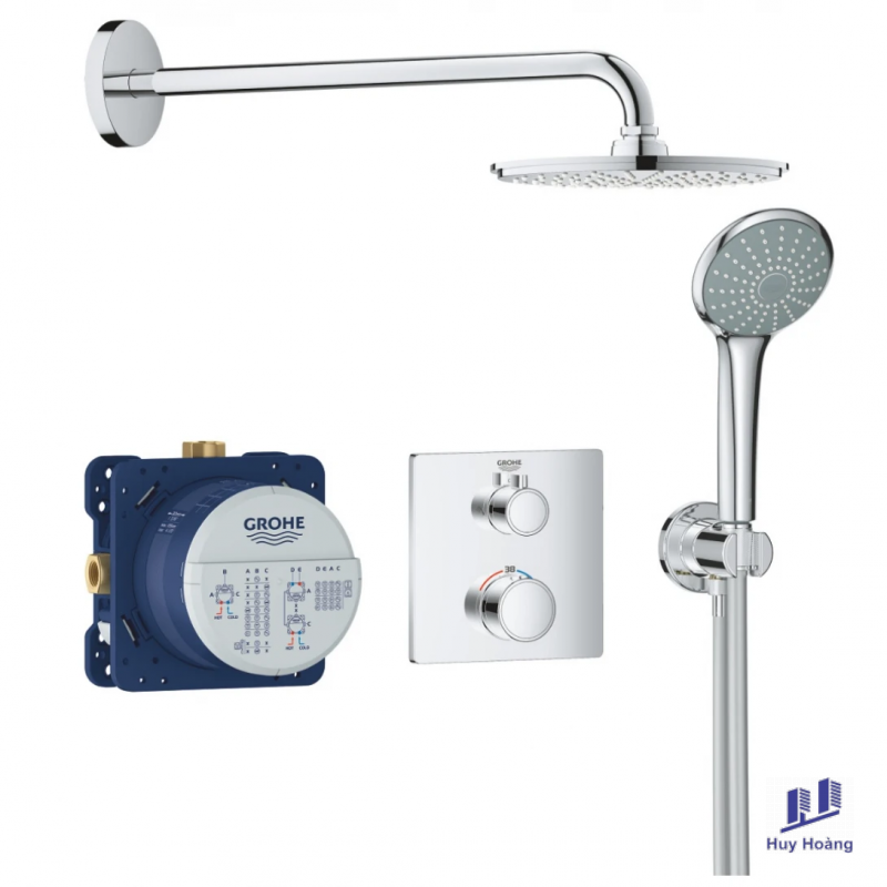 1-652.png Sen Tắm Âm Tường Grohe 34734000 Grohtherm Perpect Nhiệt Độ Tròn 210mm - Ảnh 1