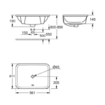Chậu Rửa Mặt Lavabo Grohe 39317000 Projectline Âm Bàn – ảnh chi tiết 2